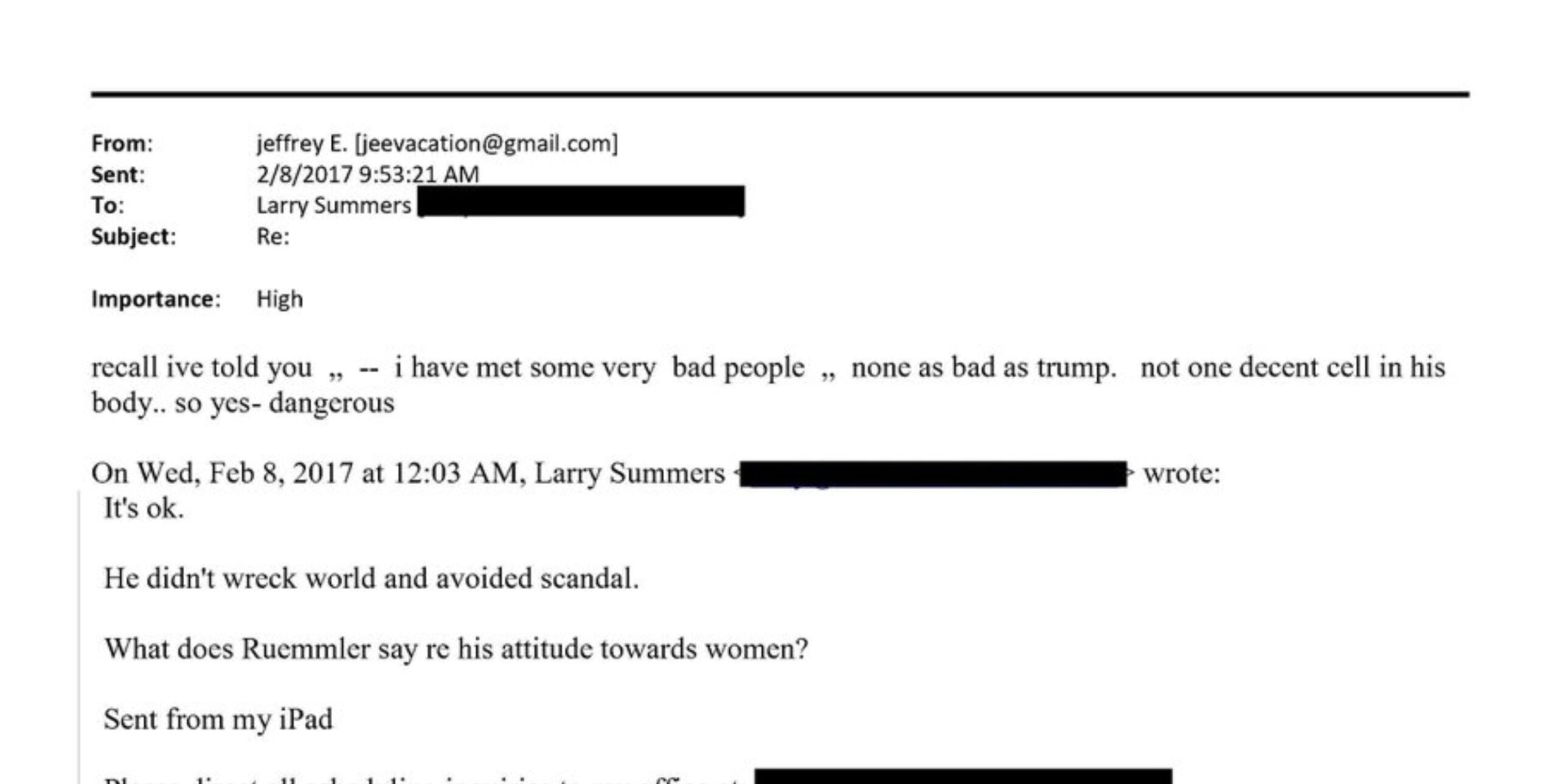 “I have met some very bad people .. none as bad as trump” –