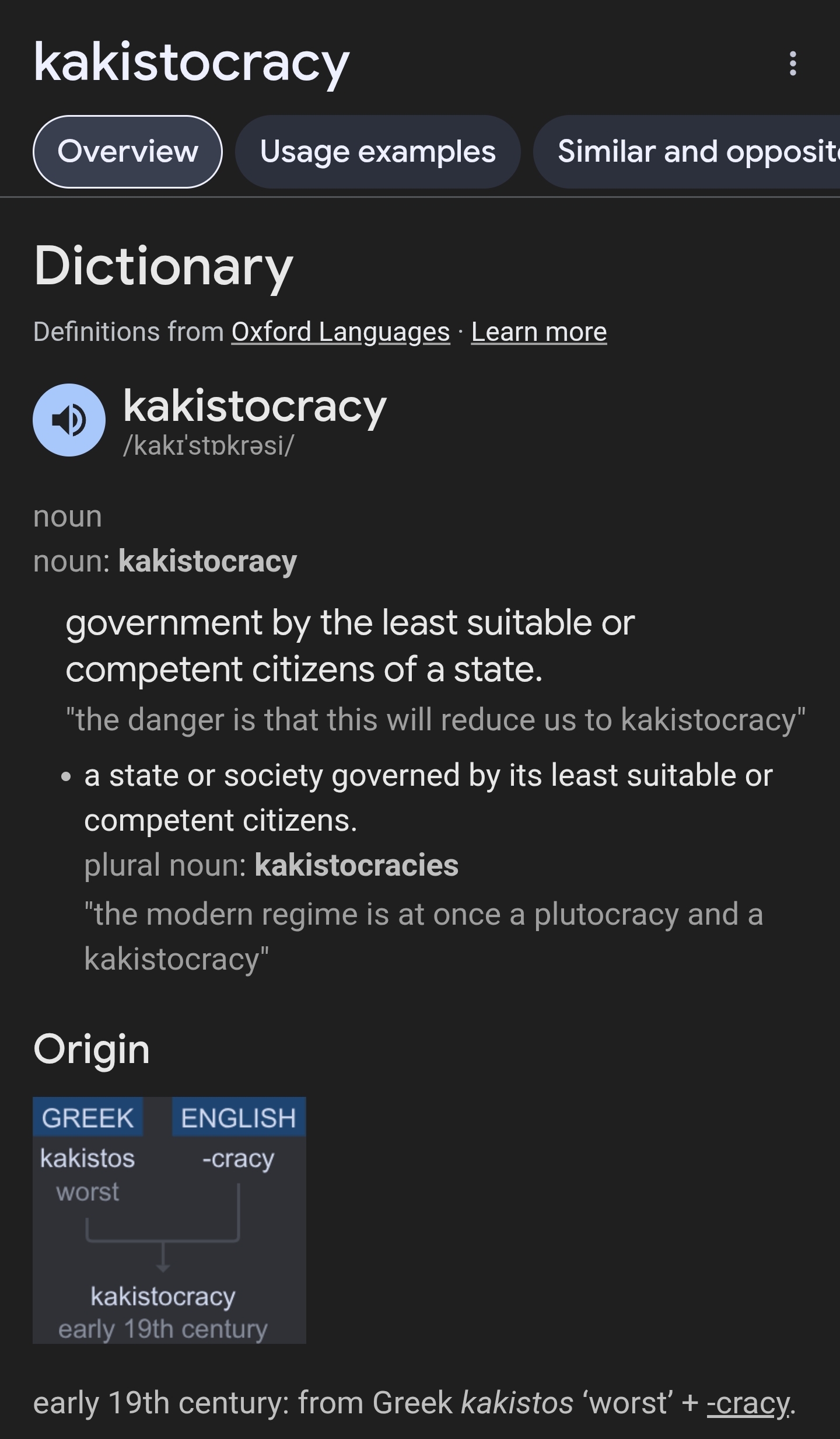 I leant a new word today “kakistocracy” – government by the